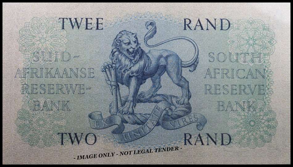 S. A. Bank Note : TWEE RAND / TWO RAND  : G. RISSIK : UNC RARE CONS. NUMBERS 217 TO 221 High Grade.