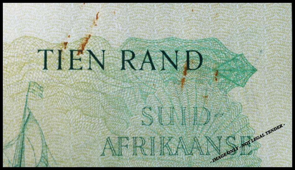 S. A. Bank Note : TEN RAND / TIEN RAND  : G. RISSIK : UNC RARE CONS. NUMBERS 956 TO 960 High Grade
