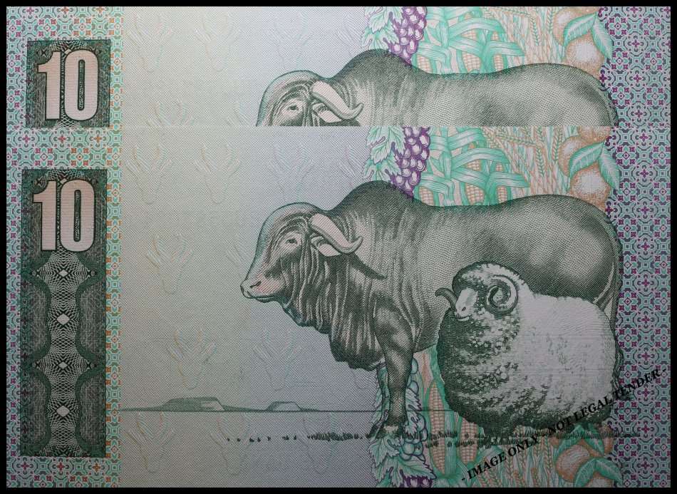 S. A. Bank Note : TIEN / TEN RAND  : GPC de KOCK : UNC NOTES CONSC. Nº 084 to 085 High Conditions.