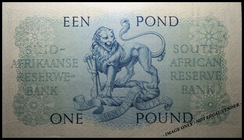 S. A. Bank Note : ONE POUND  / EEN POND : 17.12.57. : MH de KOCK : Note in UNC Conditions.