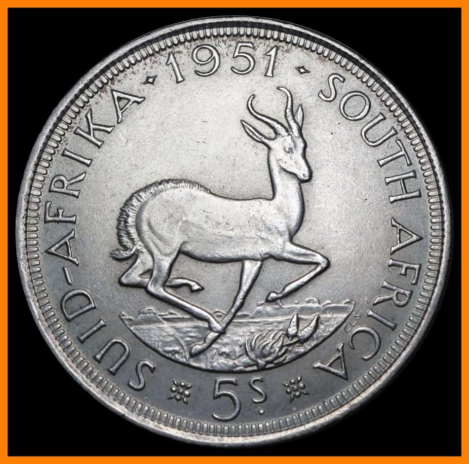 1951 Union of S.A. Five Shillings :  Circulated  Conditions, as per Photo.