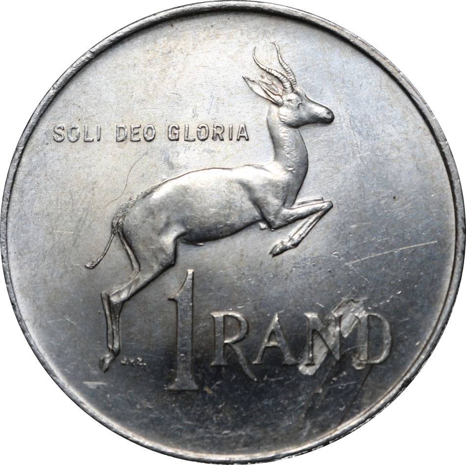 1966 : Rep. S.A : One Rand : Afrik : "Taggear" ear, Coin in AUNC Conditions + Error Coin?