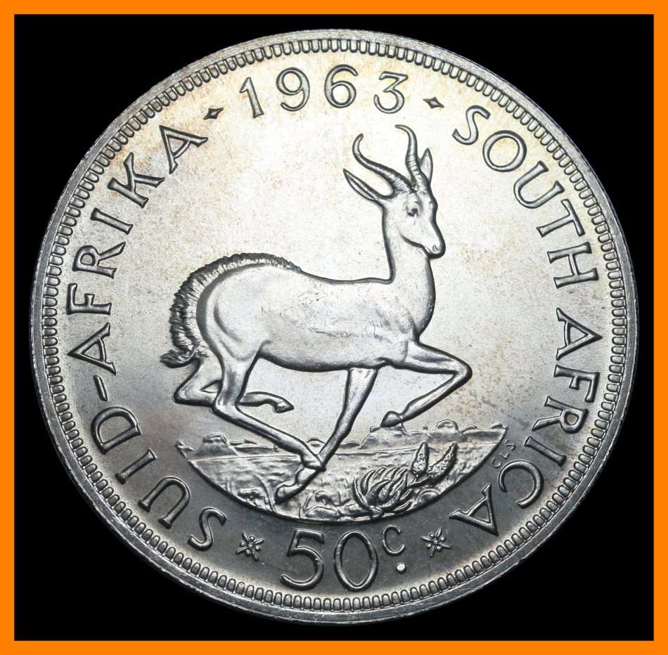 1963 : Republic of  S. A. : 50 Cent : Excellent Coin in MS Condition (High Grade), as per Photo.