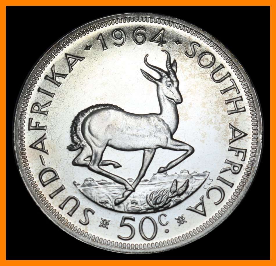 1964 : Republic of  S. A. : 50 Cent : Excellent Coin PL Condition (High Grade), as per Photo.
