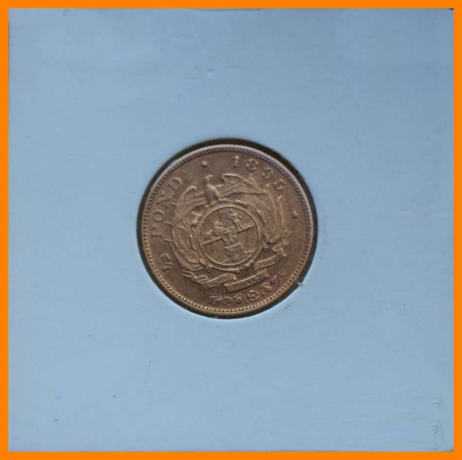 1895 : ZUID AFRIKAANSCHE  REPUBLIEK : 1/2 POND Rare in High Grade, Descrition Below, as per Photo.