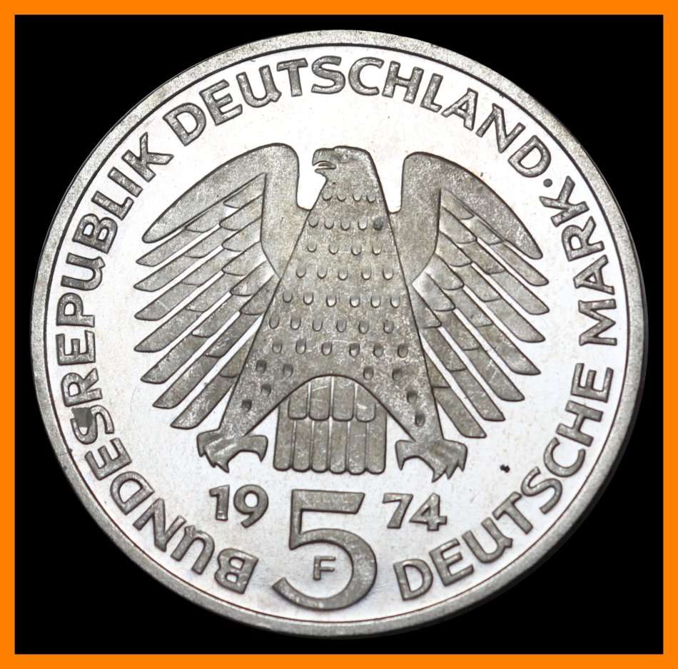 1974 : GERMAN FEDERAL REPUBLIC  5 Deutsche Mark Commemorative Coin, (Silver Coin) as per Photo.