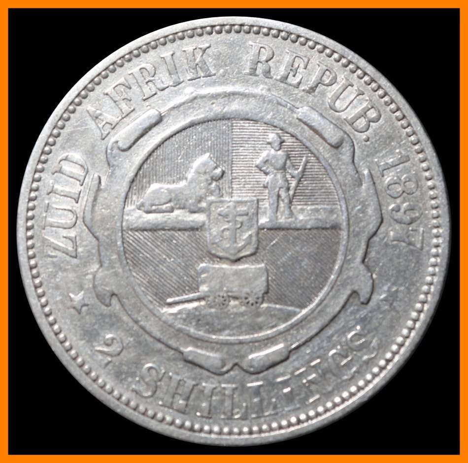 1897 : ZUID AFRIKAANSCHE REPUBLIEK :Two Shillings in Circulated Condition, as per Photo.