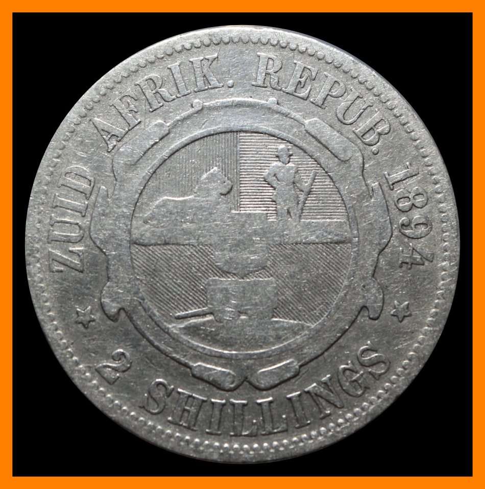 1894 : ZUID AFRIKAANSCHE  REPUBLIEK  : Two  Shillings : Circulated Coin, as per Photo.