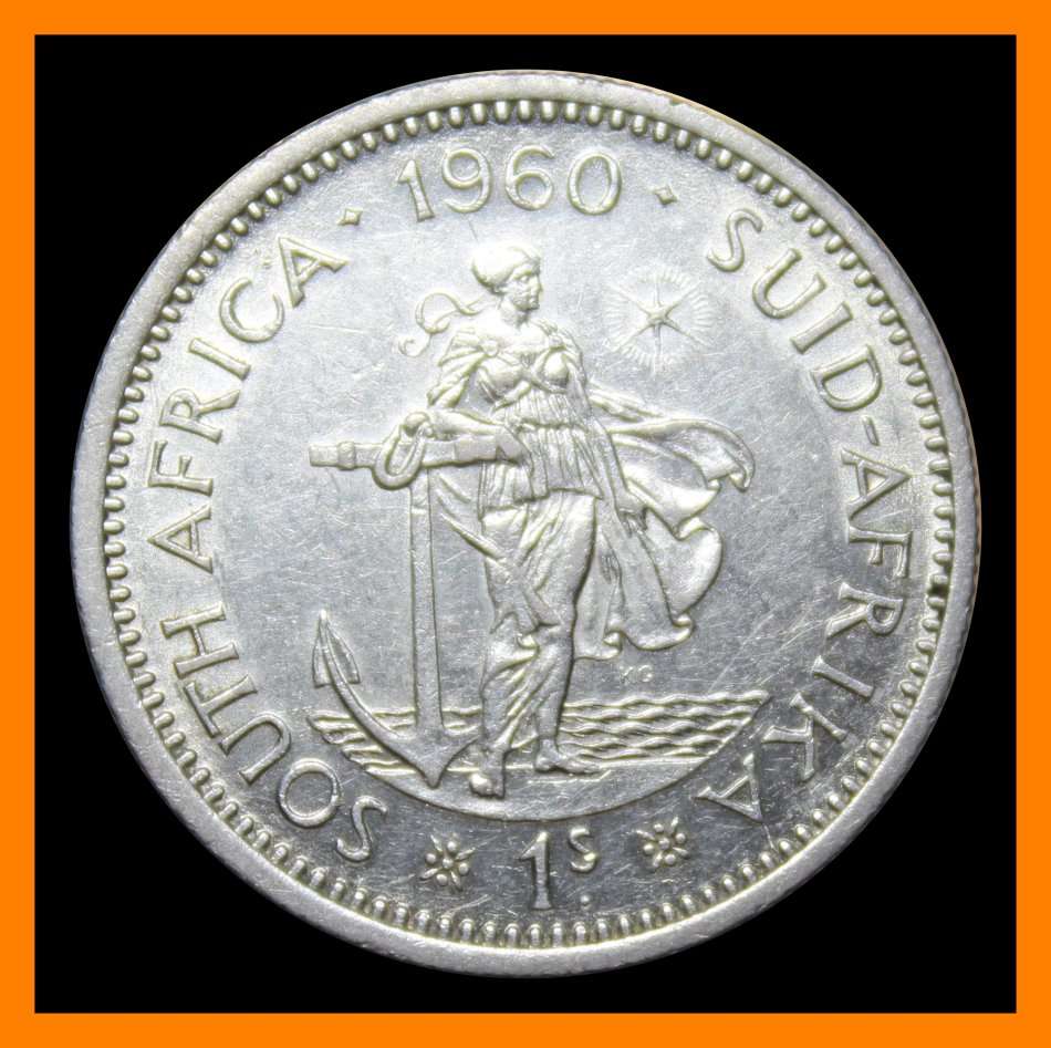 1960 Union of S.A. : ONE SHILLING : COIN CIRCULATED IN GOOD CONDITION. as per Photo.