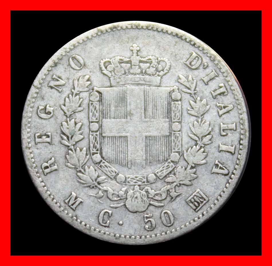 1863 : ITALY : 50 CENT : Coin in Circulated  Condition , as per Photo.