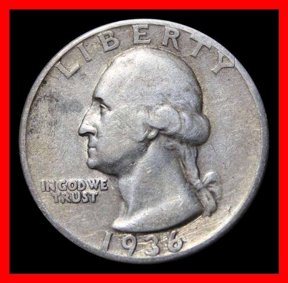 1936 : UNITED STATES : 1/4 DOLLAR : Coin in Circulated Condition, as per Photo.