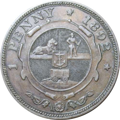 1892 ZUID AFRIKAANSCHE  REPUBLIEK : 1 PENNY :  Circulated Coin in Good Conditions , as per Photo.