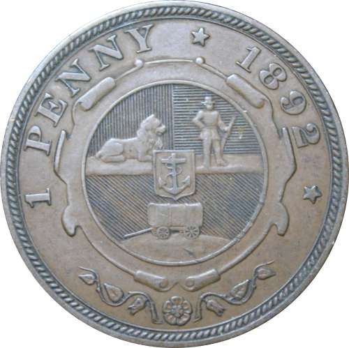 1892 ZUID AFRIKAANSCHE  REPUBLIEK : 1 PENNY :  Circulated Coin, as per Photo.