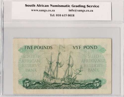 1956 Union of S.A. : VYF POND/FIVE POUNDS : 23. 5. 56. : MH de Kock : as per Scann.