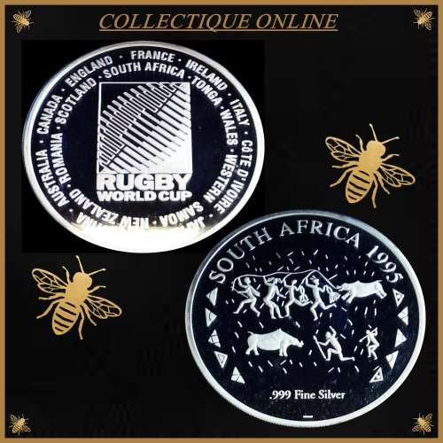 1995 R.S.A. : RUGBY WORLD CUP  COMMEMORATIVE  MEDALLION  WITH CERTIFICATE. As per Photo.