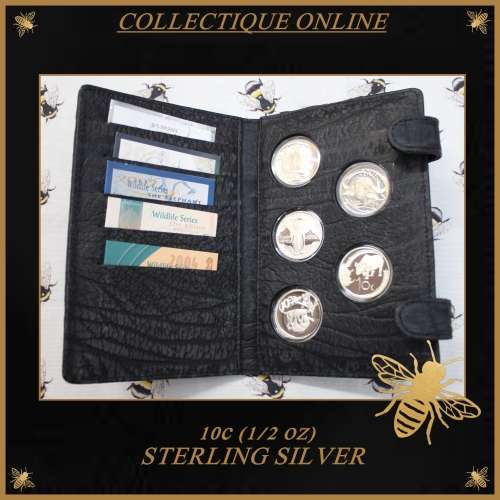 Wildlife Series : Leather Wallet of 10 Cents : ISSUE BIG FIVE : (EACH COIN 1/2oz  of STG. SILVER ).