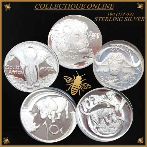 Wildlife Series : Leather Wallet of 10 Cents : ISSUE BIG FIVE : (EACH COIN 1/2oz  of STG. SILVER ).
