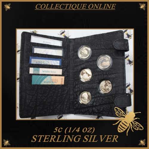 Wildlife Series : Leather Wallet of 5 Cent : ISSUE BIG FIVE : (EACH COIN 1/4 oz  of STG. SILVER ).