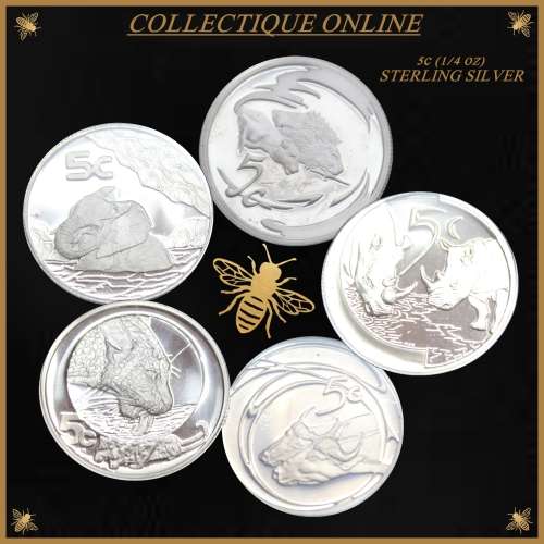 Wildlife Series : Leather Wallet of 5 Cent : ISSUE BIG FIVE : (EACH COIN 1/4 oz  of STG. SILVER ).