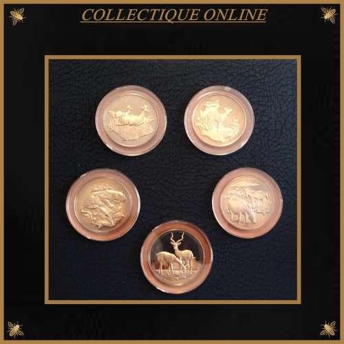 Official Big Game Proof Set of 20 Bronze Medals Franklin Mint & East African WildlifeSociety Animals