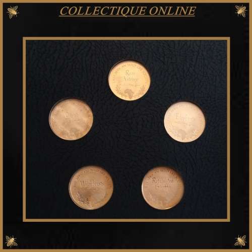 Official Big Game Proof Set of 20 Bronze Medals Franklin Mint & East African WildlifeSociety Animals