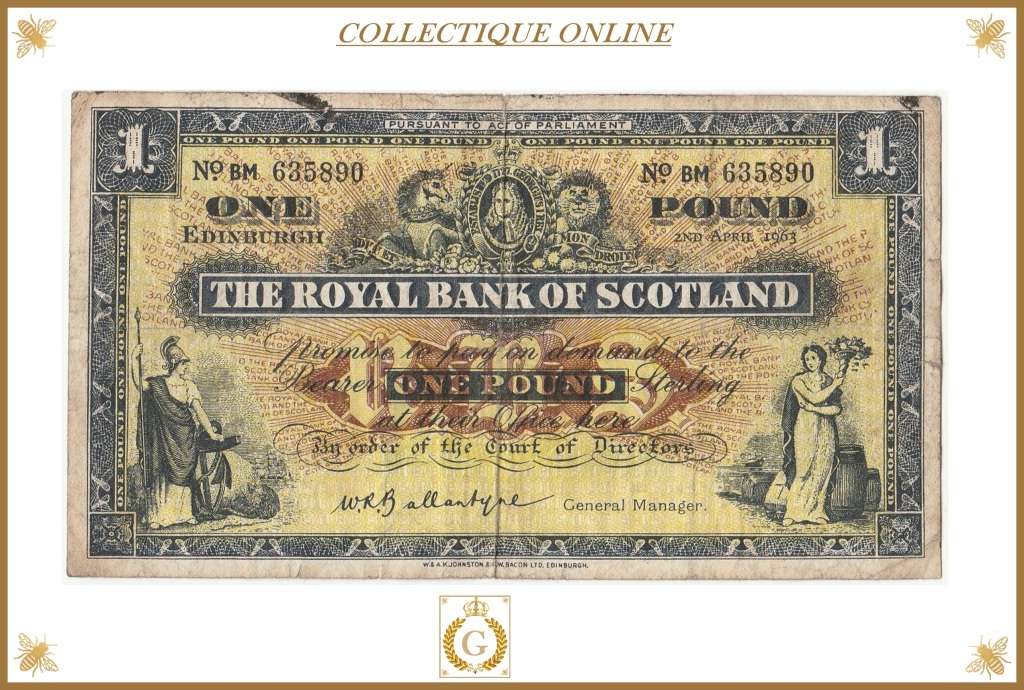 THE ROYAL BANK OF SCOTLAND :  ONE POUND : DATE : 2ND APRIL 1963.  As per Photo.