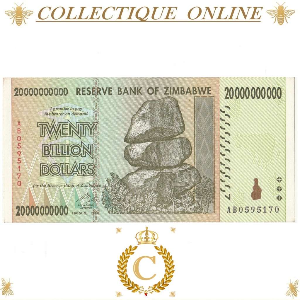 2008 : RESERVE BANK of ZIMBABWE : TWENTY BILLON DOLLARS : Note Signed by Dr. G. Gono.