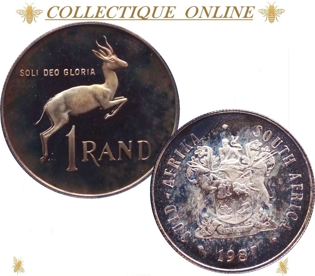 1987 : REPUBLIC of S.A. :  PROOF ONE RAND (ORIGINAL TONE). per Photo.
