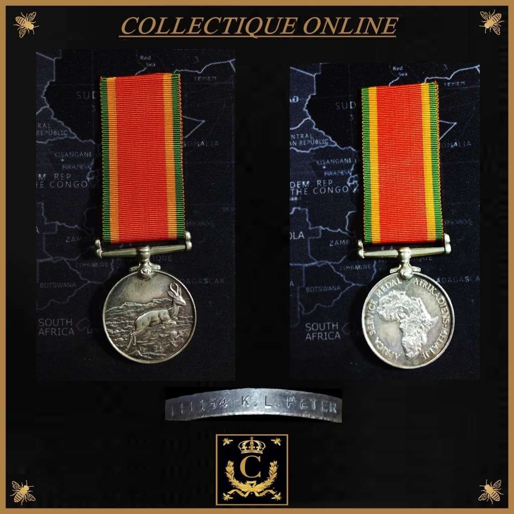World War II : The Africa Service Medal : To 111154 K. L. PETER. As Per Photo.