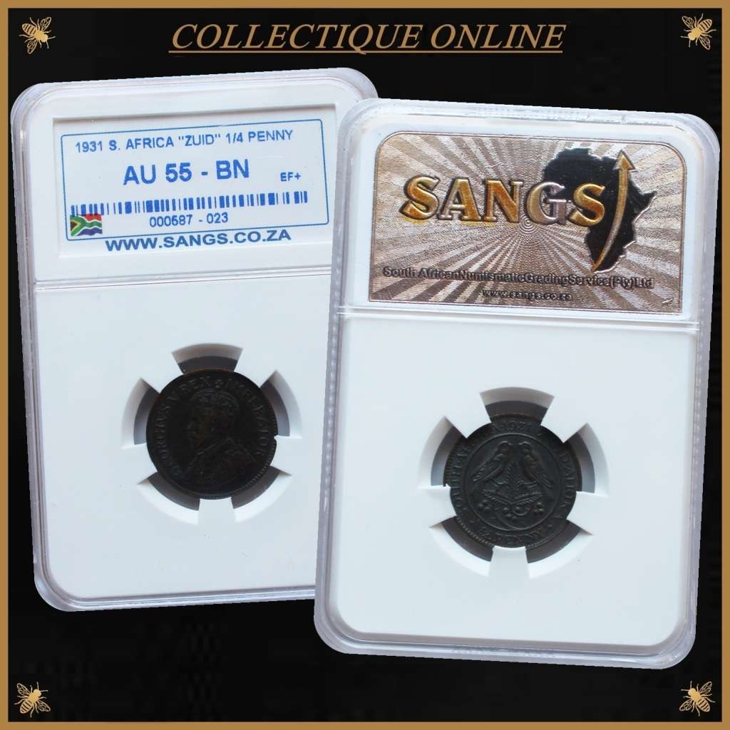 1931 : UNION S. A. : 1/4 PENNY : (ZUID) COIN IN AU 55-BN :  VERY LOW Minted 154.23 : G by S.A.N.G.S.