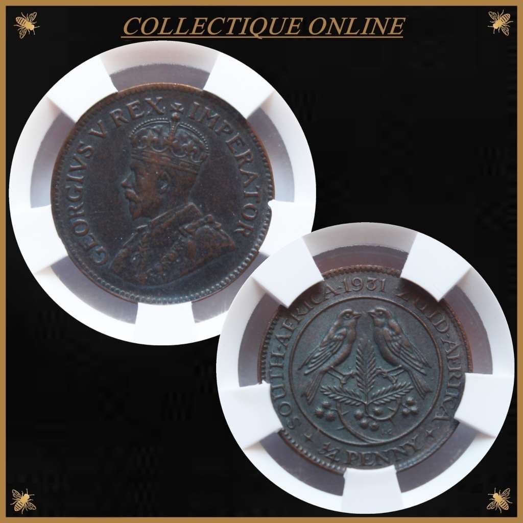 1931 : UNION S. A. : 1/4 PENNY : (ZUID) COIN IN AU 55-BN :  VERY LOW Minted 154.23 : G by S.A.N.G.S.
