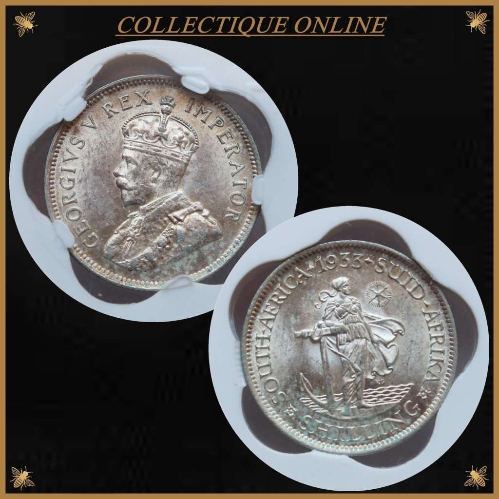 1933 : UNION S. A. :  SHILLINGS : COIN IN MS 63 :  Minted 1.463.415 : GRADED by S.A.N.G.S.