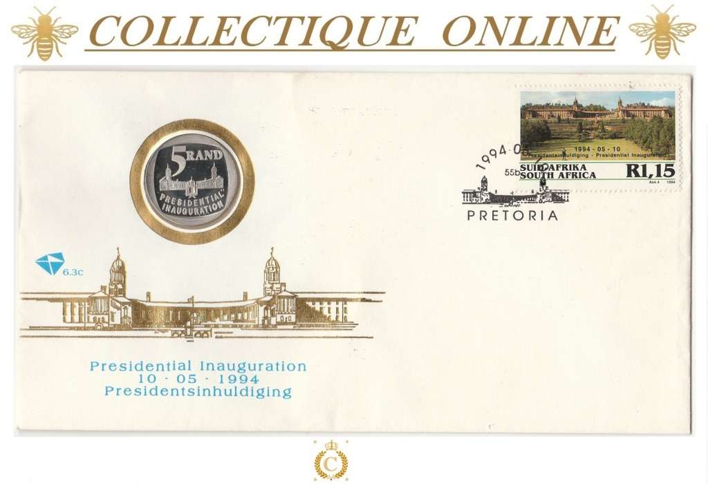 1994 : Rep. S.A. : Proof R5 Presidential Inauguration Coin : F D C. As Per Photo.