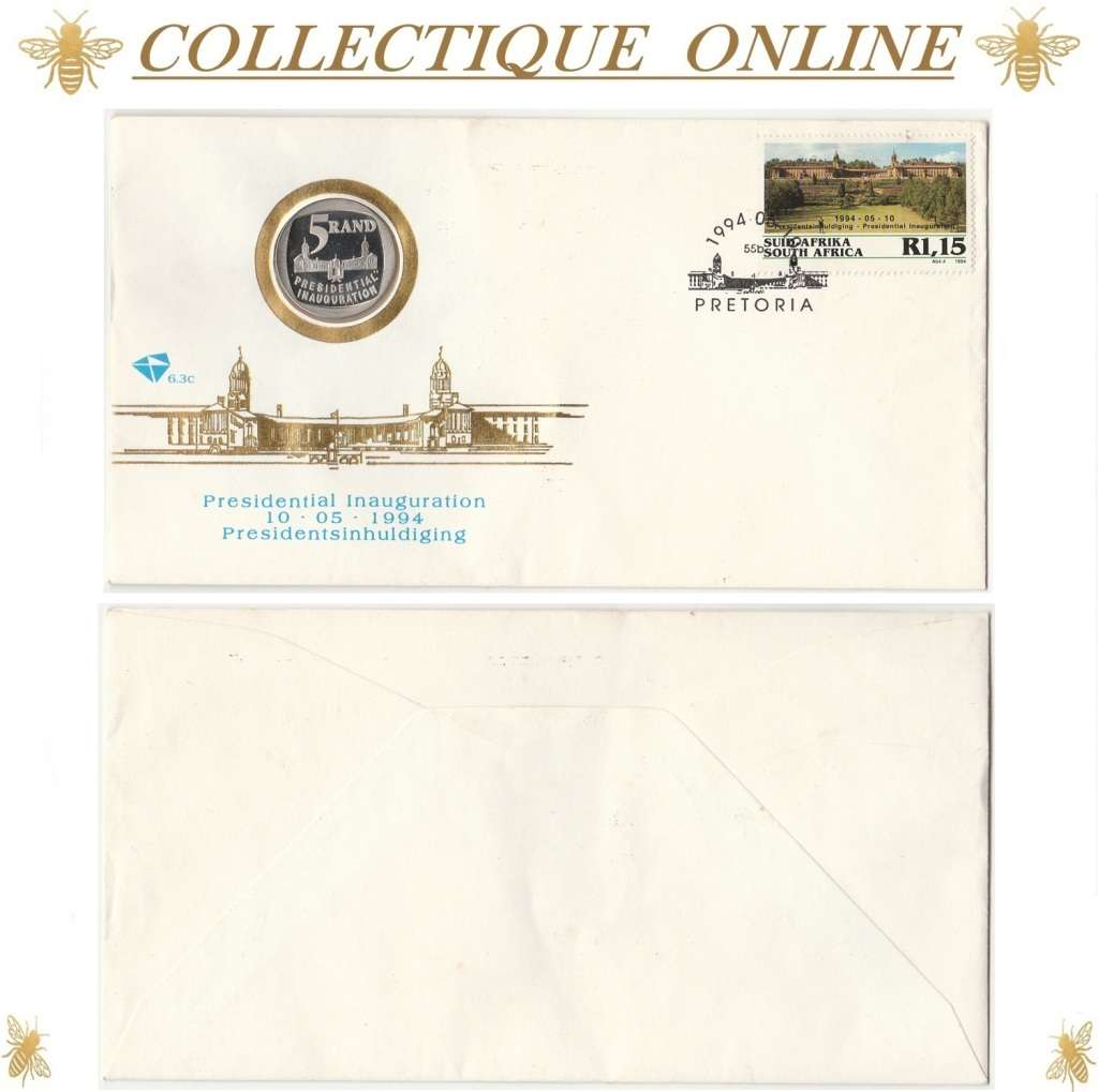 1994 : Rep. S.A. : Proof R5 Presidential Inauguration Coin : F D C. As Per Photo.