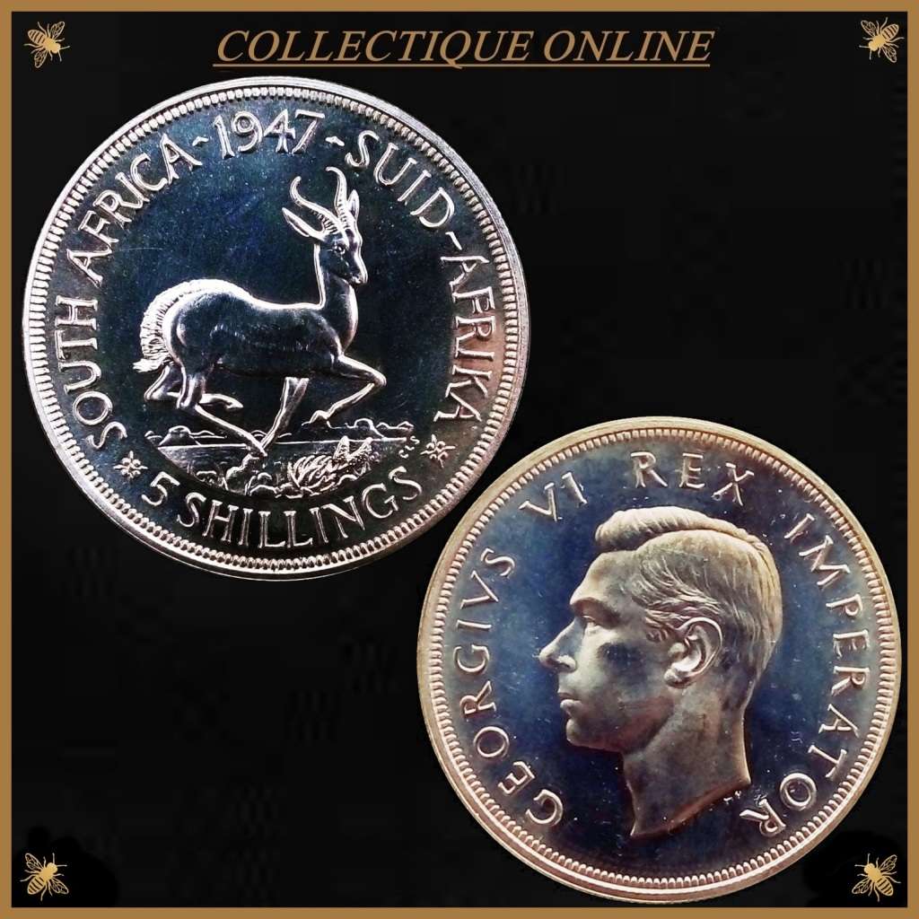 1947 : UNION S. A. : 5 SHILLINGS : COIN IN PF 66 : Mint 5600  : GRADED by S.A.N.G.S.