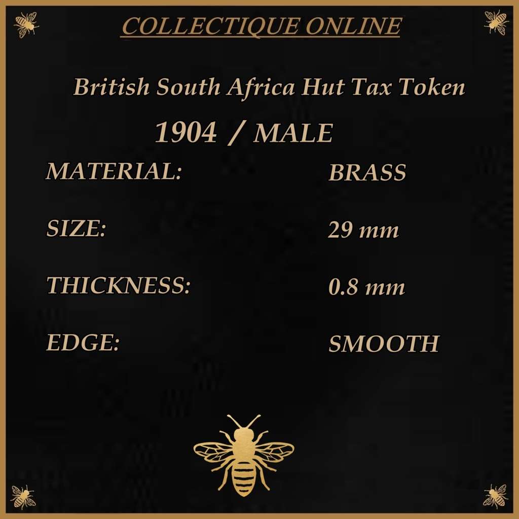 BRITISH SOUTH AFRICA : HUT TAX TOKEN : RARE TO FIND/ VALUE TOKEN. Descrp. Bellow.