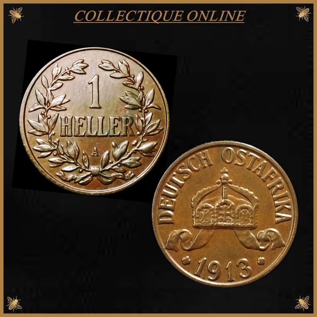 GERMAN : East Africa : 1 HELLER  1913 (A) : Circulated Coin in Good Condition.