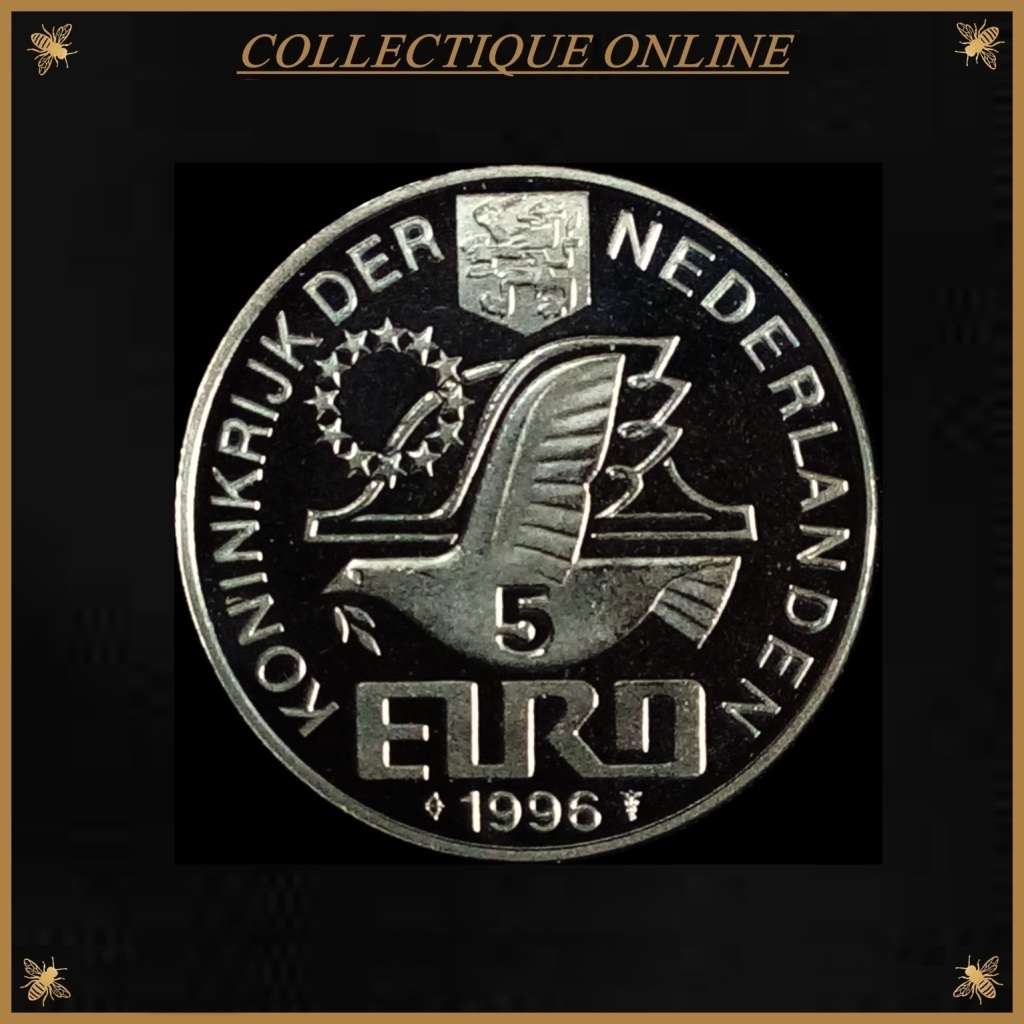 1996 : Netherlands : 5 euros : Copper-Nickel : ONLY MINTED 100.000 : Circ. Coin in Good Condition.
