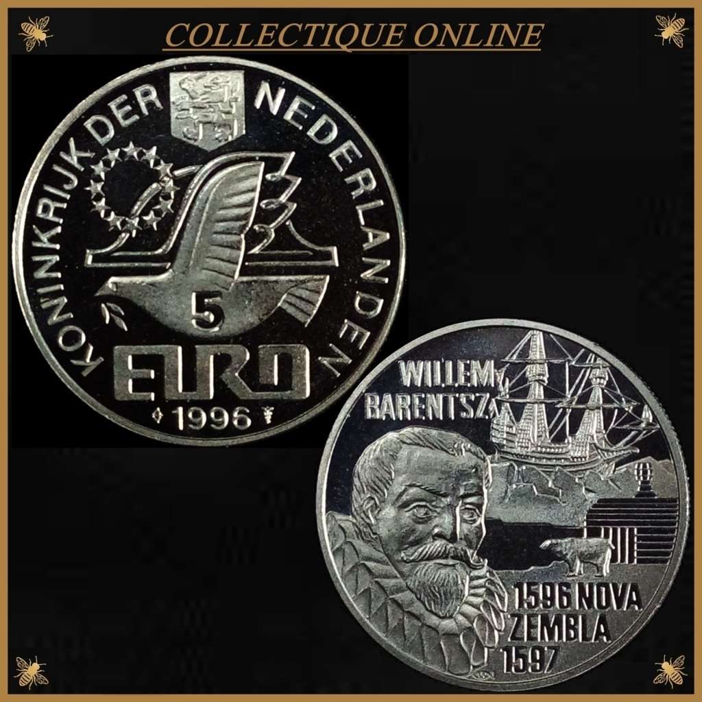 1996 : Netherlands : 5 euros : Copper-Nickel : ONLY MINTED 100.000 : Circ. Coin in Good Condition.