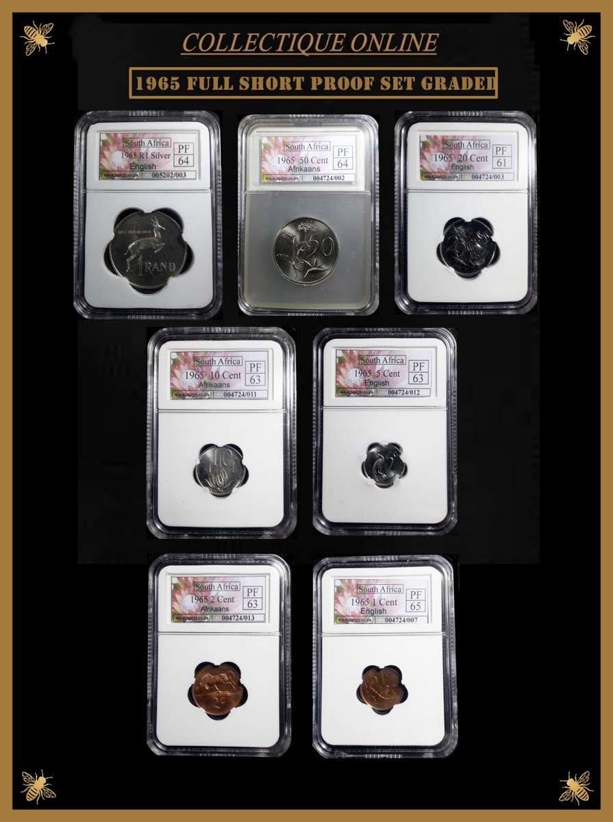 1965 : REP.  of S. A. : EXCELLENT COMPLETE FULL SHORT PROOF SET : GRADED by S.A.N.G.S. BID FOR SET.