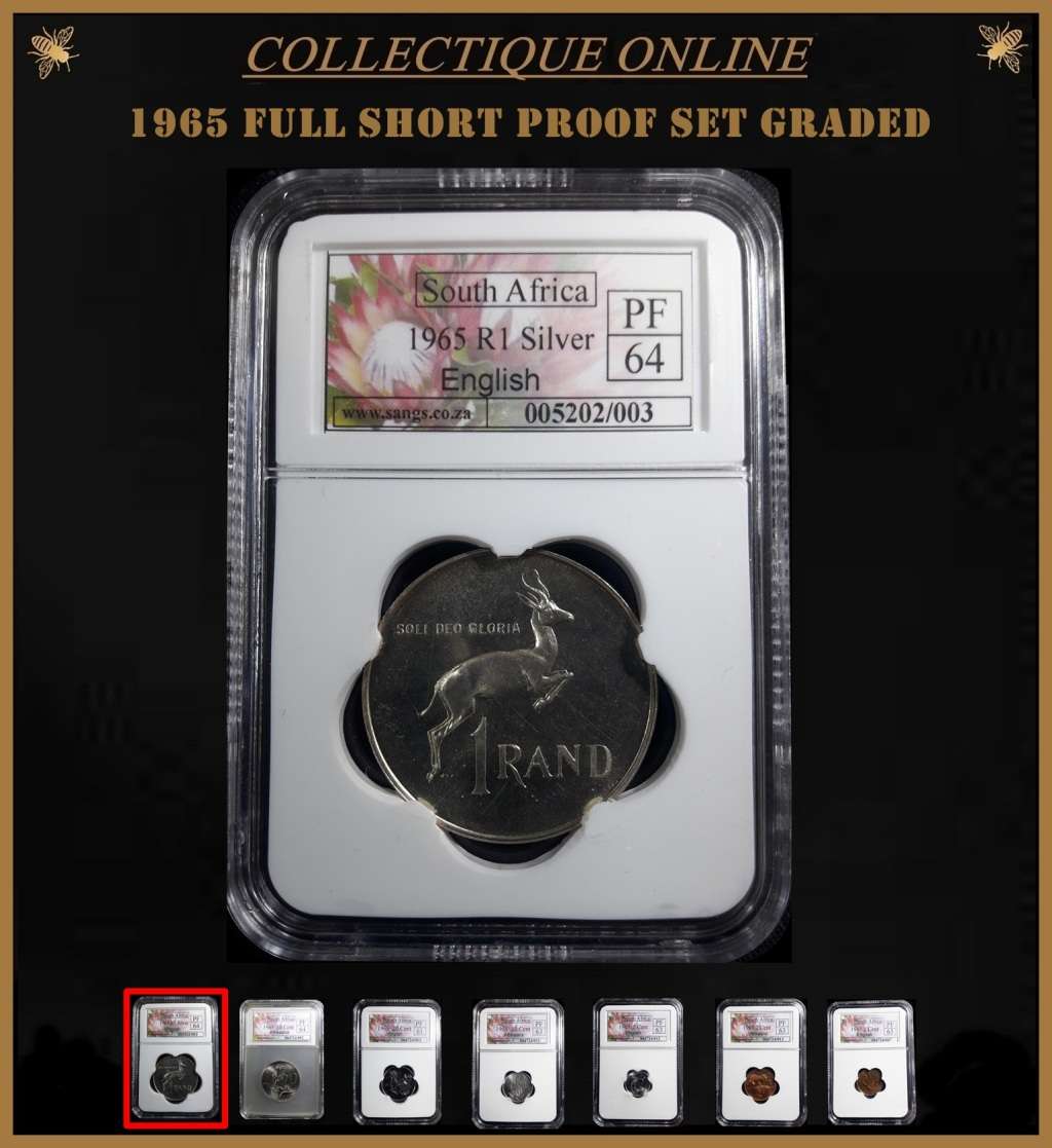 1965 : REP.  of S. A. : EXCELLENT COMPLETE FULL SHORT PROOF SET : GRADED by S.A.N.G.S. BID FOR SET.