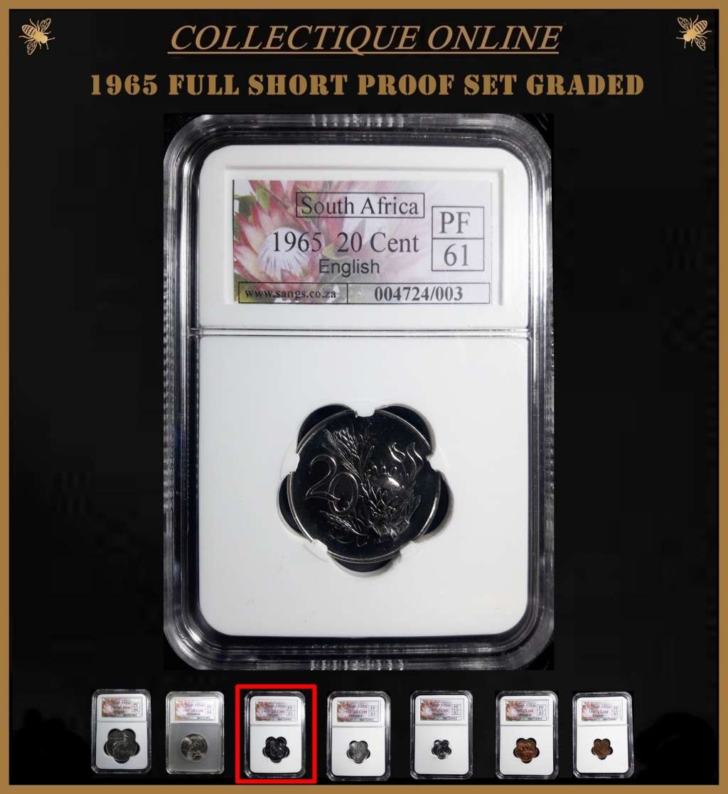 1965 : REP.  of S. A. : EXCELLENT COMPLETE FULL SHORT PROOF SET : GRADED by S.A.N.G.S. BID FOR SET.
