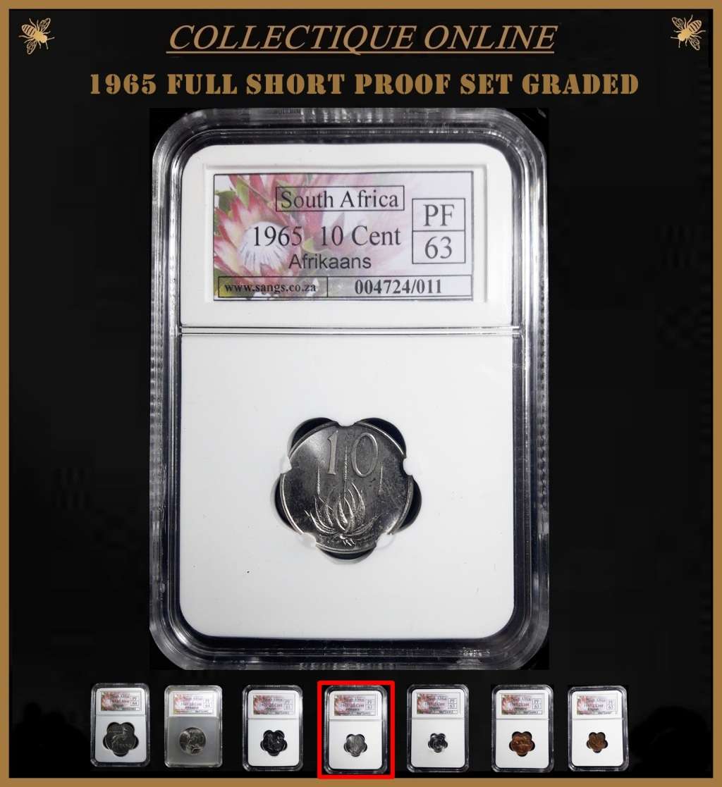 1965 : REP.  of S. A. : EXCELLENT COMPLETE FULL SHORT PROOF SET : GRADED by S.A.N.G.S. BID FOR SET.