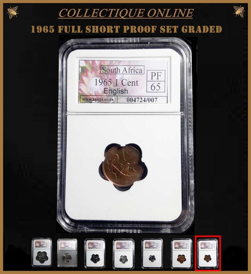 1965 : REP.  of S. A. : EXCELLENT COMPLETE FULL SHORT PROOF SET : GRADED by S.A.N.G.S. BID FOR SET.