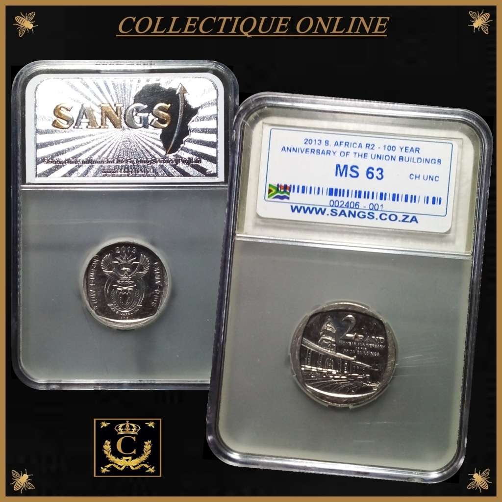 2013 : REP.  of SOUTH AFRICA : 2 R : COMMEMORATIVE : 100 YEARS UNION BUILDINGS: GRADED by S.A.N.G.S.
