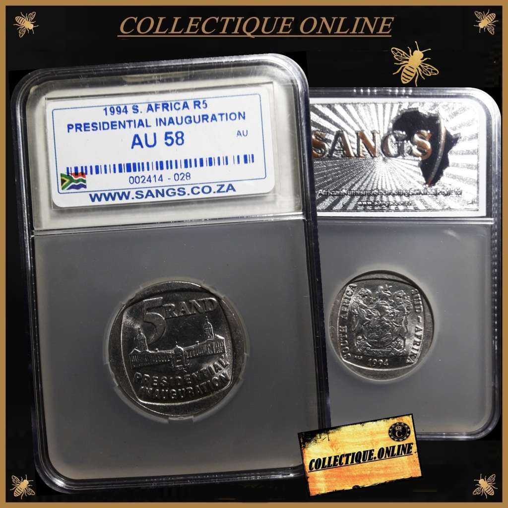 1994: REP.  of SOUTH AFRICA : 5 R : COMMEMORATIVE : PRESIDENTIAL INAGURATION : GRADED by S.A.N.G.S.