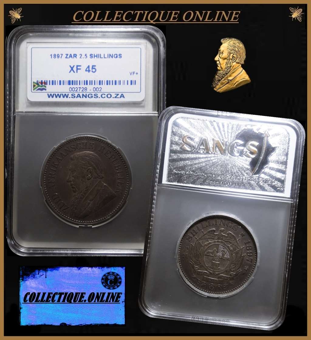 1897 : ZUID AFRIKAANSCHE  REPUBLIEK :  2 1/2 SHILLINGS : in XF 45 GRADED by S.A.N.G.S.