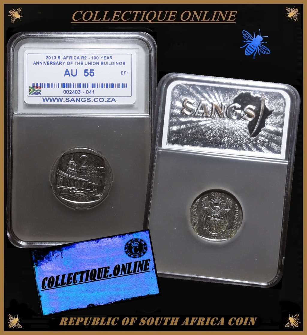 2013 : REP.  of SOUTH AFRICA : 2 R : COMMEMORATIVE : 100 YEARS UNION BUILDINGS: AU 55 GRADED.