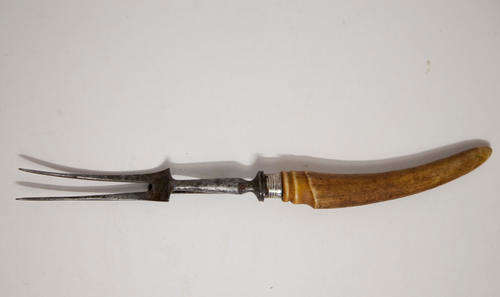 Meat fork with silver collar