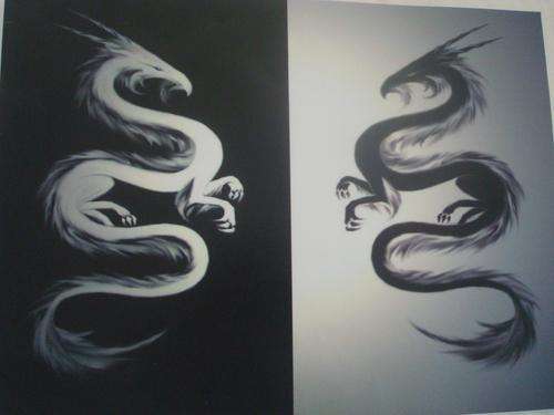 Laptop skin - black white dragon